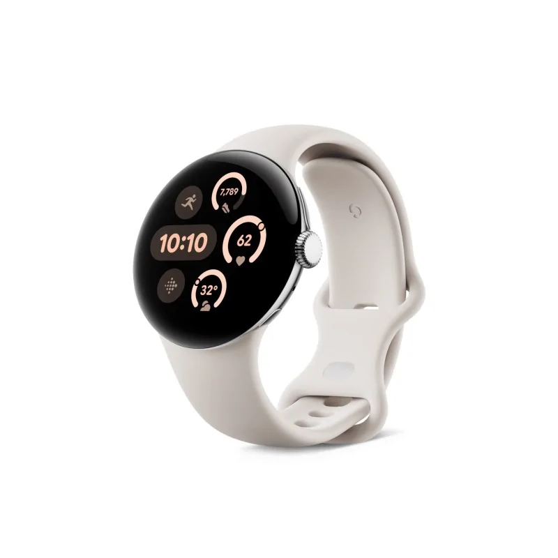 Google Pixel Watch 3 41mm Bluetooth/WiFi (Polished Silver Aluminum Case with Porcelain Active Band)