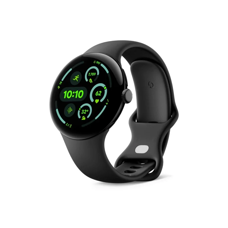 Google Pixel Watch 3 45mm Bluetooth/WiFi (Matte Black Aluminum Case with Obsidian Active Band)