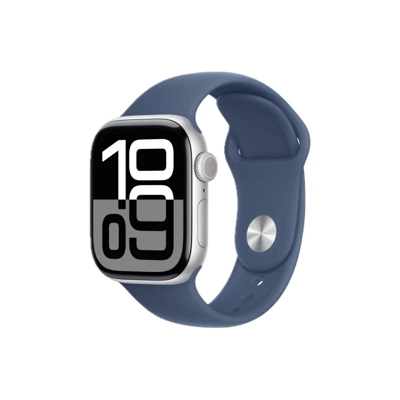 Apple Watch Series 10 GPS+Celullar 42mm Silver Aluminum Denim Sport Band S/M MWX33ZP/A